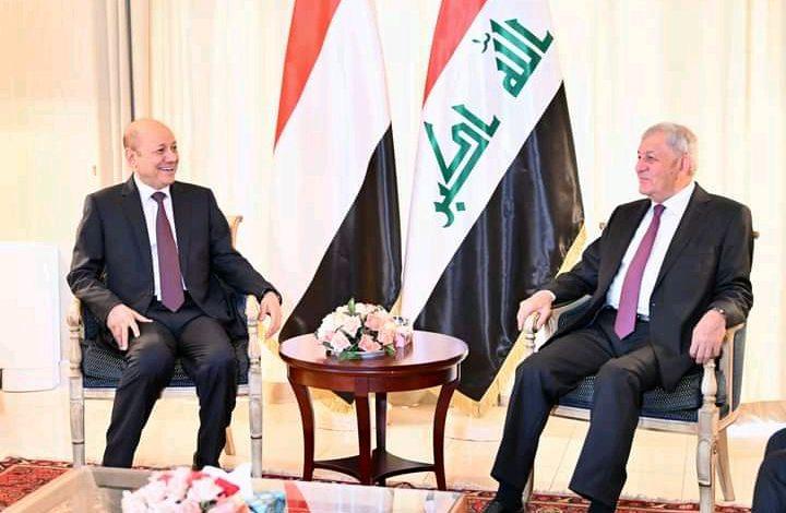 الرئيس العليمي يبحث مع الرئيس العراقي العلاقات الثنائية بين البلدين