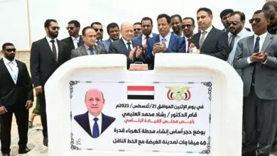 الرئيس العليمي يضع حجر الاساس لمحطة كهربائية بقوة 40 ميجاوات 1