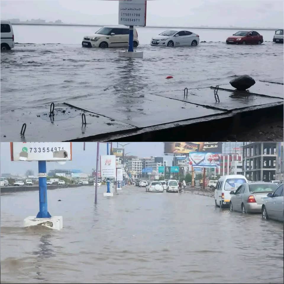مياه الأمطار في عدن تكشف فساد مشاريع البنية التحتية الترقيعية