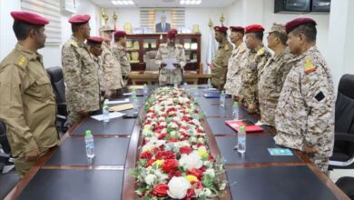 وزارة الدفاع تجري مراسم التسليم والاستلام في هيئة التدريب والشرطة العسكرية بعدن 3