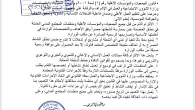 تعميم هام من مكتب الشؤون الاجتماعية والعمل بعدن: المنظمات ملزمة بالالتزام بنطاق تخصصها ونشاطها المصرح به 3