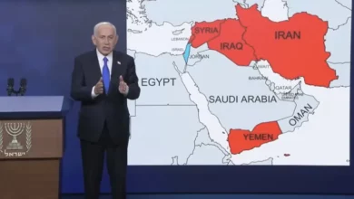 بينها اليمن.. نتنياهو يحدد خصومه باللون الأحمر على خريطة الشرق الأوسط 3