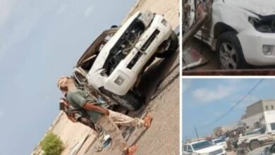 نجاة قائد لواء بالحاف ومرافقيه من حادث مروري مروع في ساحل رضوم بشبوة 4