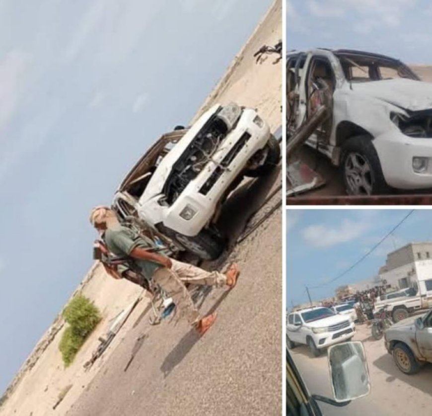 نجاة قائد لواء بالحاف ومرافقيه من حادث مروري مروع في ساحل رضوم بشبوة 1