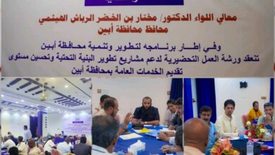 ورشة دعم مشاريع البنية التحتية بأبين تدخل يومها الثاني وسط تأكيد على تطوير الخدمات وتحقيق التنمية 2